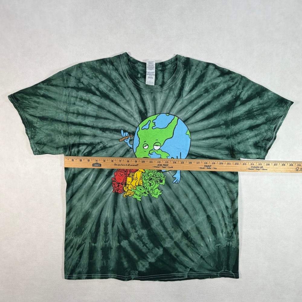 GZ and Trevy Metal World Tour Green Tie Dye Graphic T-Shirt Mens XL Gildan - Picture 6 of 14